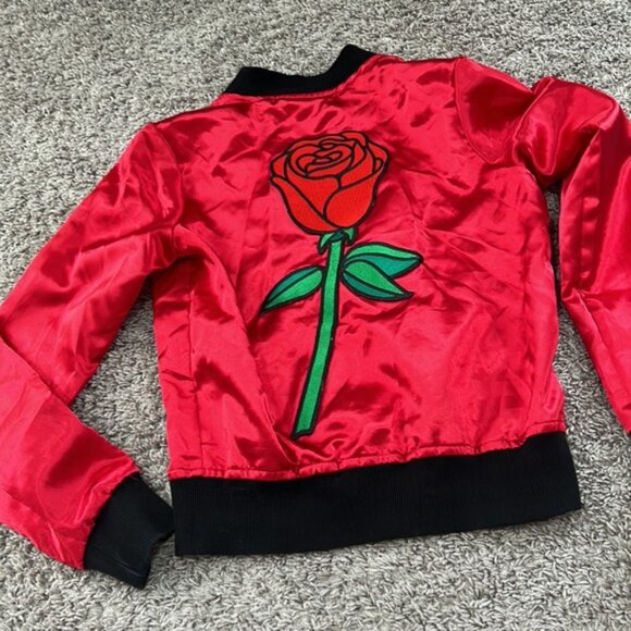 Big bud press XS red rose bomber jacket women’s zippered - Picture 7 of 8